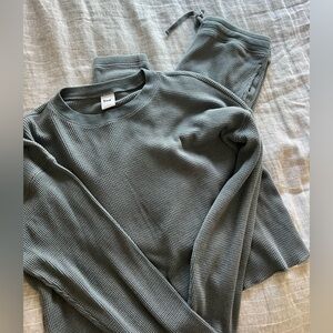 Aritzia TNA Waffle cropped top (S) and jogger (XS)